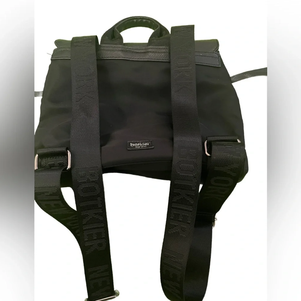 EUC Botkier Blk Faux Leather and Canvas Backpack great commuter bag Nylon straps - Picture 4 of 6